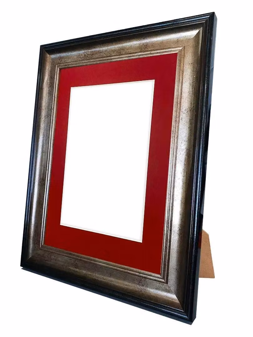 Frames & Mirrors 4U Scandi Rectangular Single Picture Frame in Black and Gold with Red Mount for 10 x 6 inch Images – 3