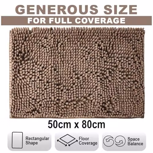 Gaveno Cavailia Miami Chenille Loop Faux Fur Bath Mat in Camel, W: 50 cm, D: 80 cm – 7