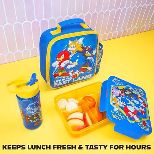 Get Trend Sonic the Hedgehog 3 Piece Lunch Set with Insulated Bag, Leakproof Water Bottle and BPA Free Lunch Box in Multicolour – 6