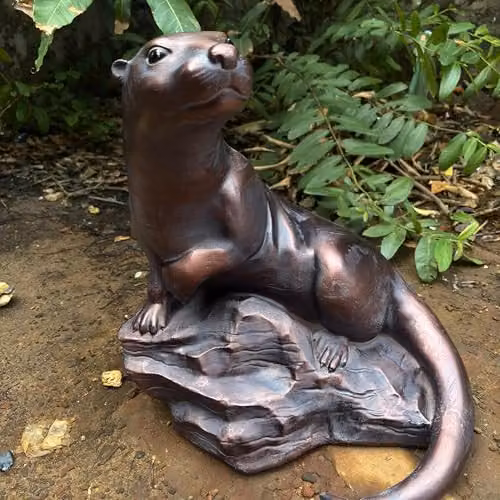 Inspirational Gifting Large Otter Sculpture Garden Ornament in Bronze Finish, Height: 50 cm – 6