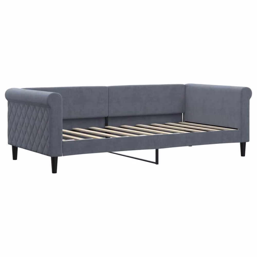 Berkfield Home Modern Velvet Day Bed in Dark Grey, W/D/H: 190 x 90 x 90 cm – 2