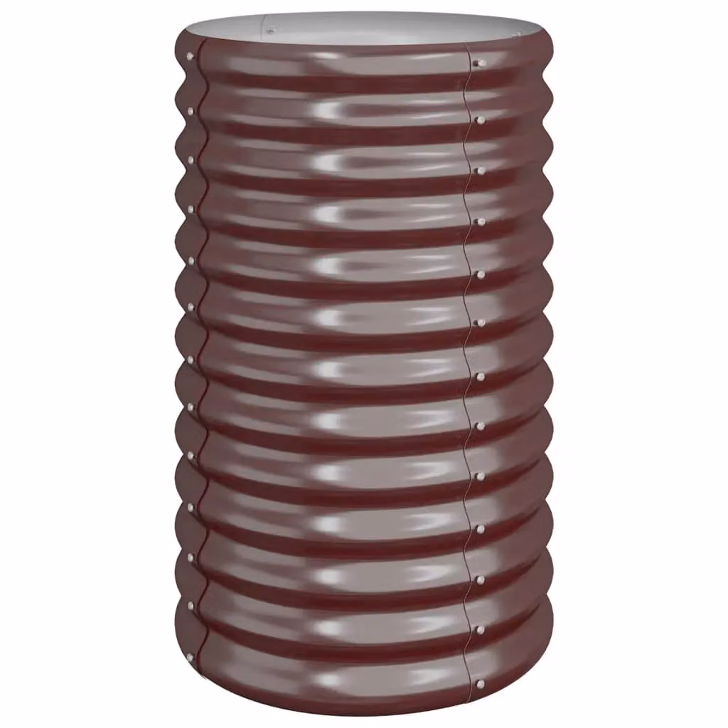 Berkfield Home Powder-coated Steel Garden Planter Tub, Brown, W/D/H: 40 x 40 x 68 cm – 2