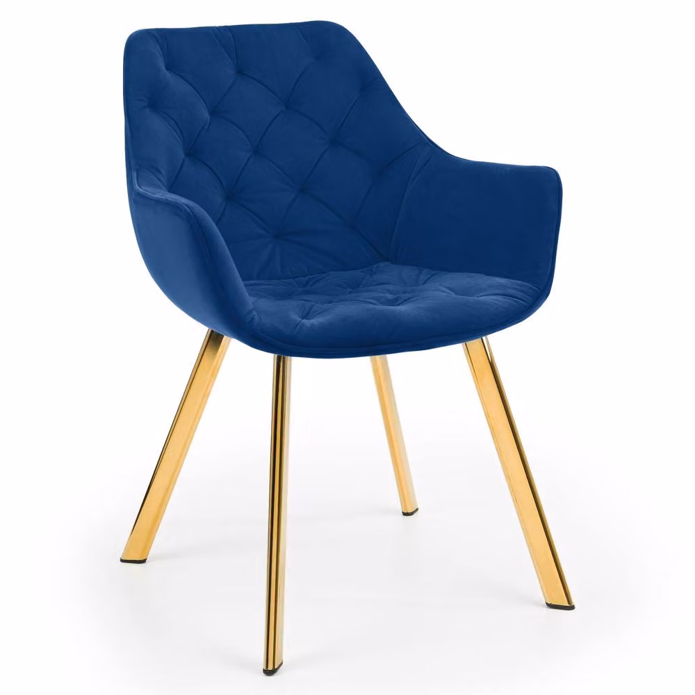 Cheshire Yorkshire Set of 2 Modern Blue Velvet Dining Chairs with Armrests – 2