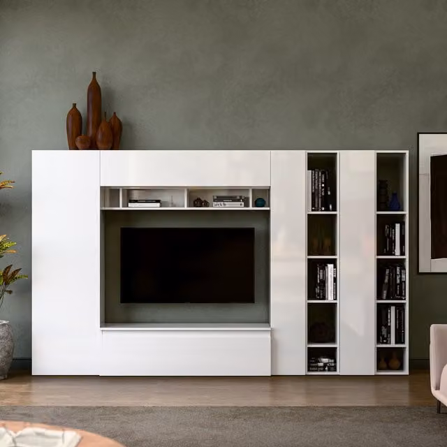 Decorotika Cordoba Wall Mounted Entertainment Center in High Gloss White