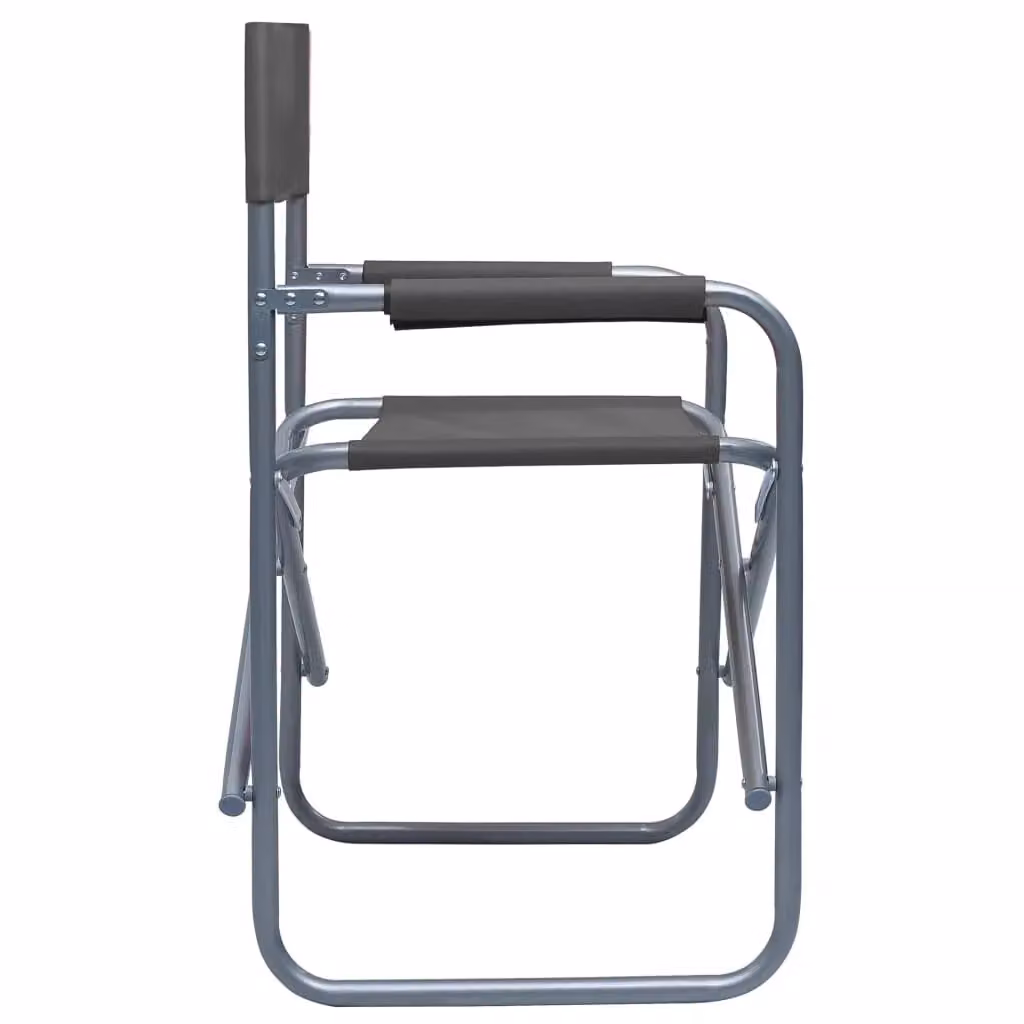 Berkfield Home Set of 2 Modern Metal Director's Chairs in Steel Grey – 2