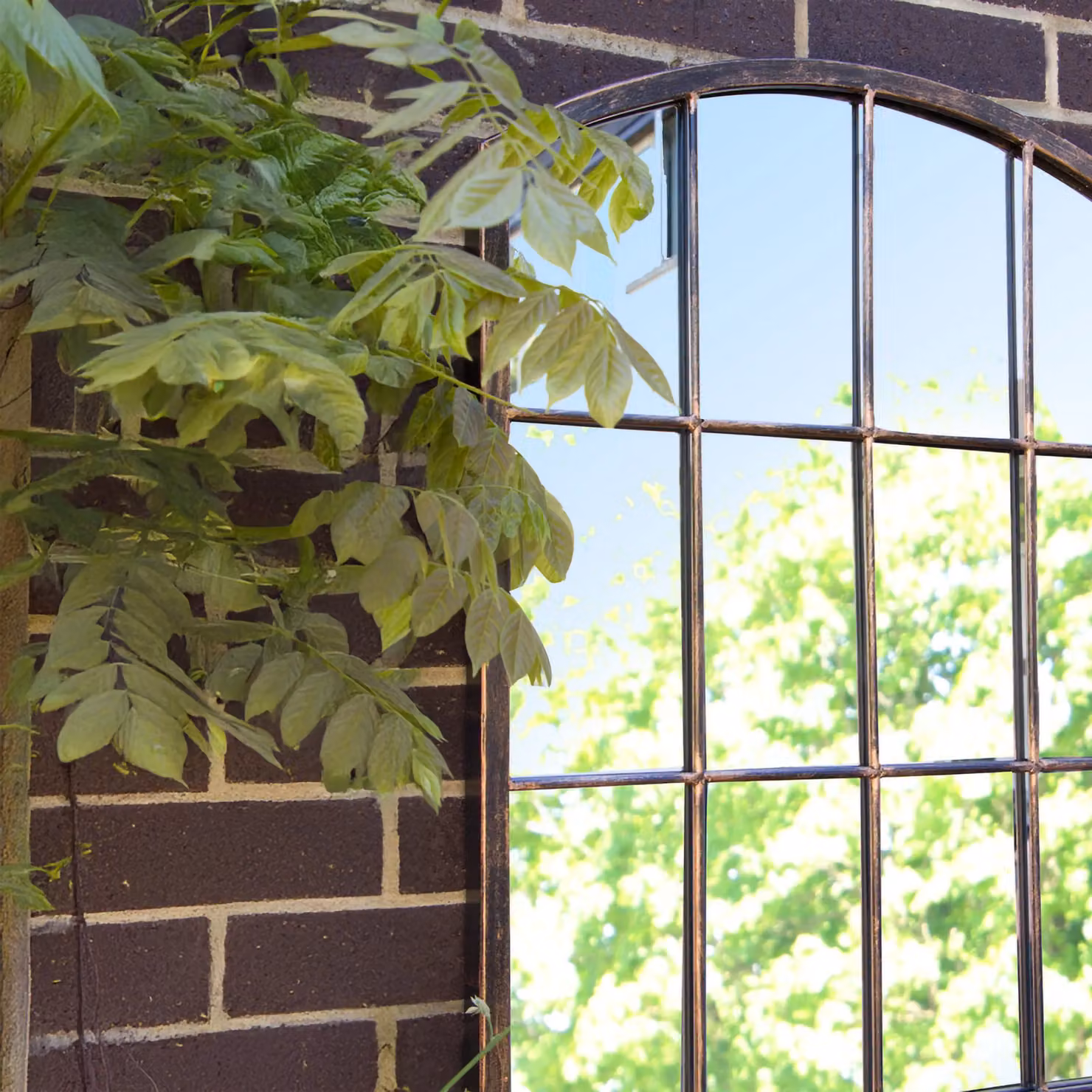 Primrose Silver Metal Arched Glass Garden Mirror, H 78.74 cm x W 60.96 cm x D 60.96 cm – 3