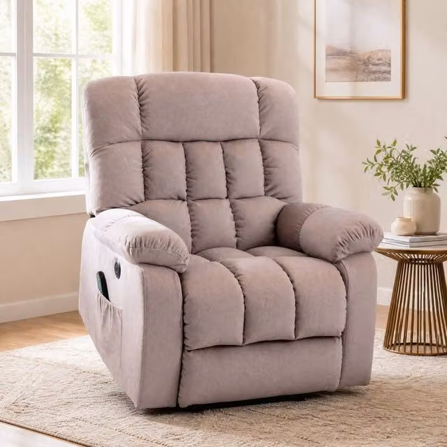 STILVORA Power Lift Recliner Chair with Massage, Heat and USB in Beige Fabric