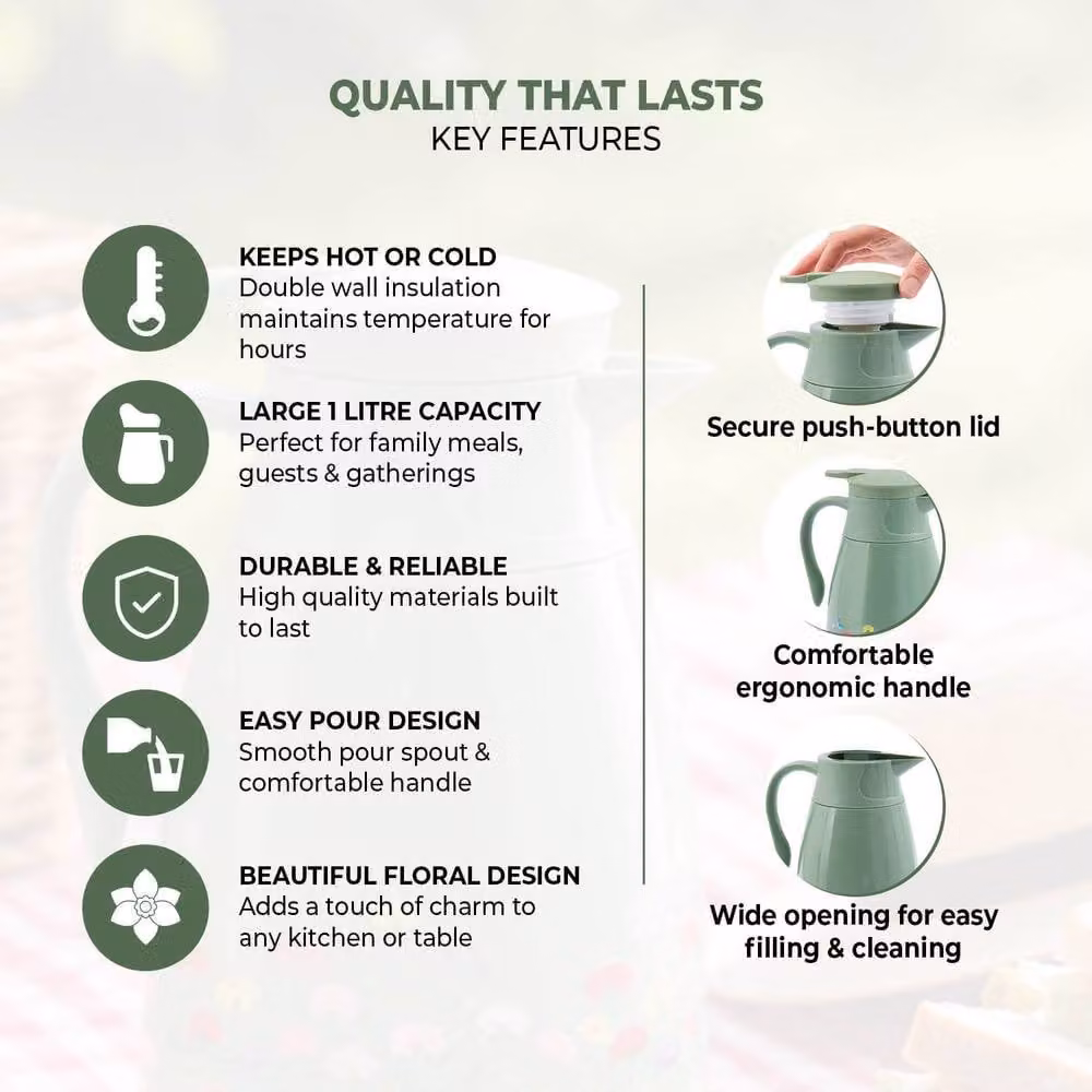 Basilico Insulated Vacuum Jug, 1 l, Green – 3