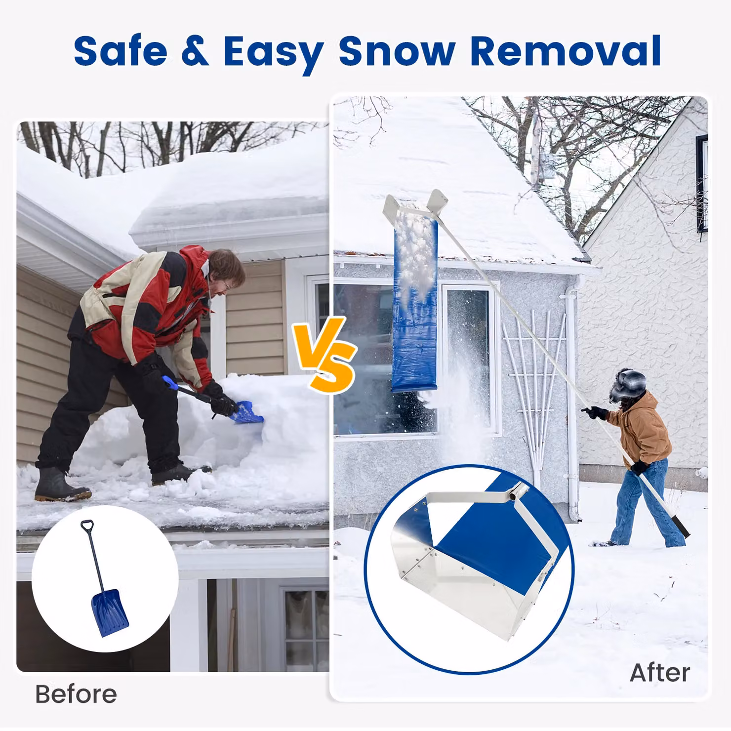 Costway Aluminium Adjustable Snow Roof Rake with Widened Head Design, Multicolour – 4