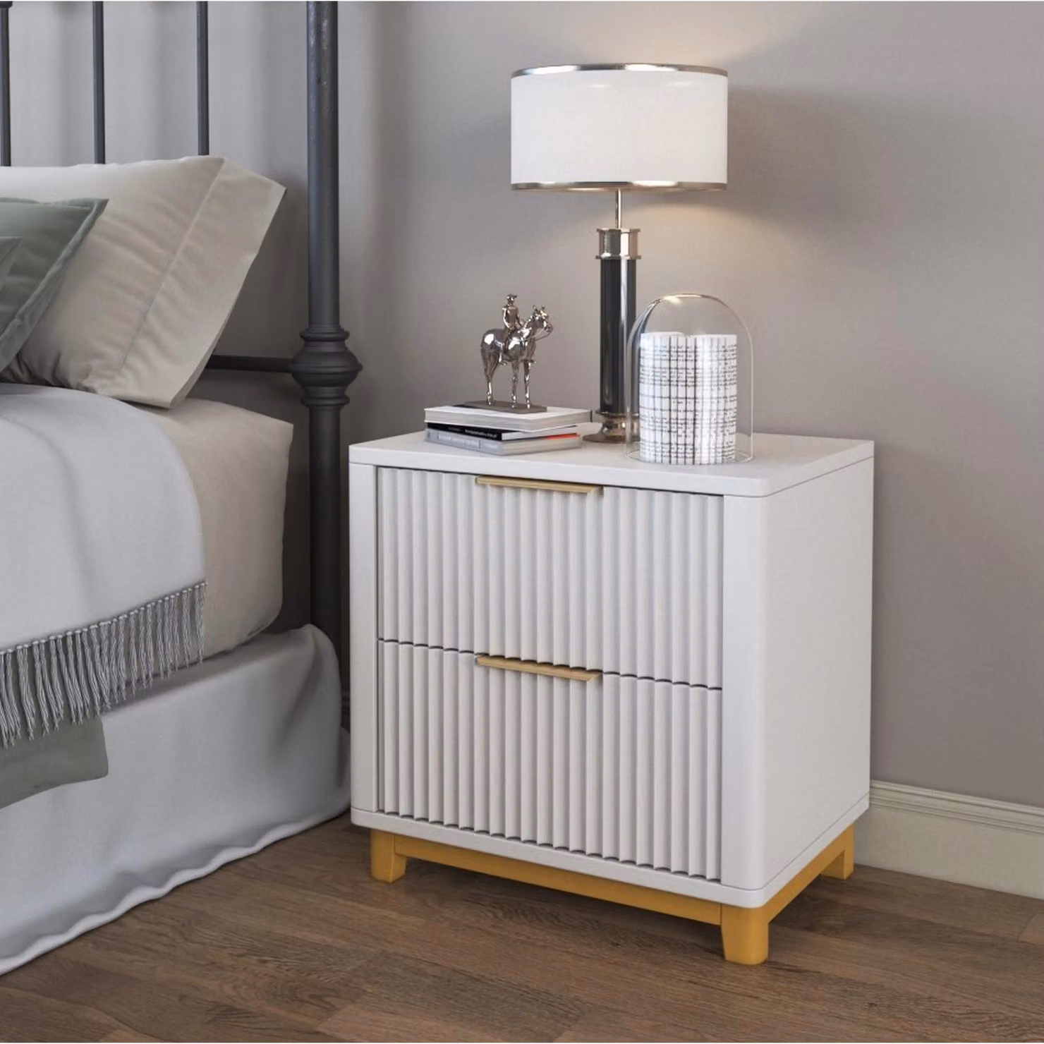 Cabinet Bits Molino 2 Drawer Bedside Table in White – 3