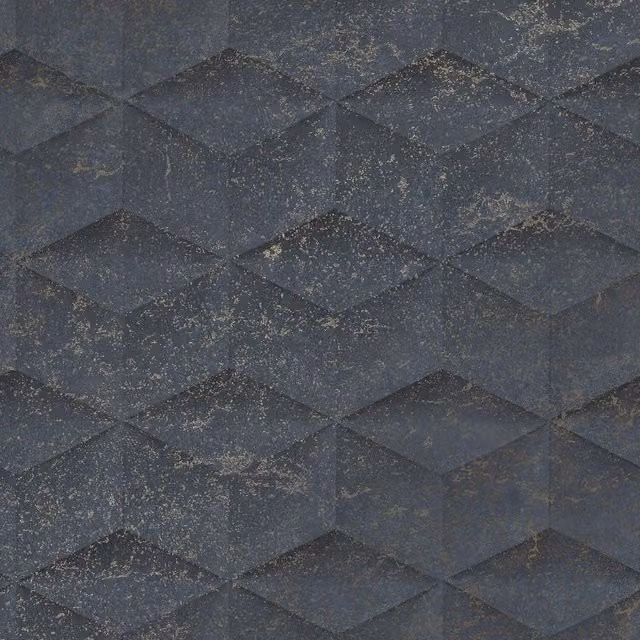 I Love Wallpaper Architectural Concrete Abstract Geometric Wallpaper in Navy and Gold