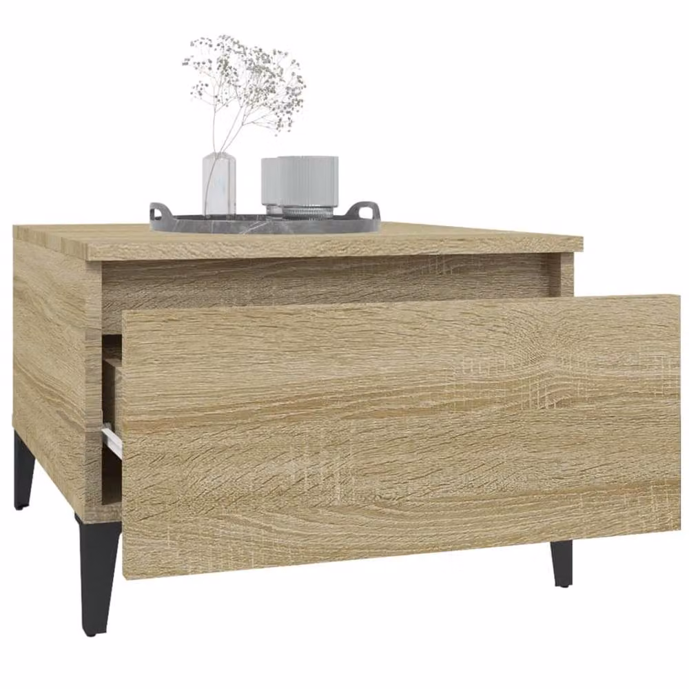 Berkfield Home Set of 2 Sonoma Oak Side Tables in Brown, W/D/H: 50 x 46 x 35 cm – 3