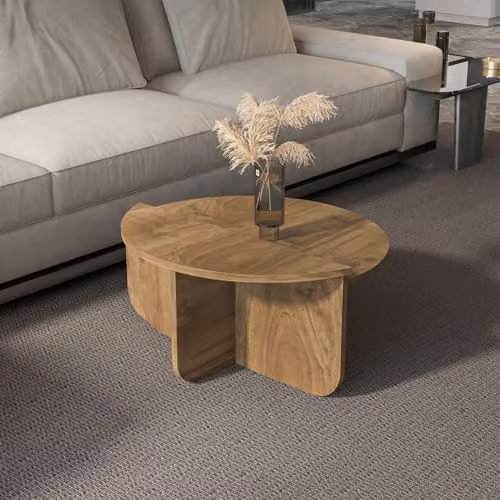 DECOROTIKA Alves Set of 2 Round Coffee Tables in Walnut – 3