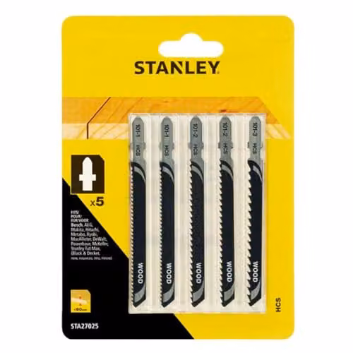 Stanley Pack of 5 T-Shank HCS Jigsaw Blades for Wood and Plastic, Black – 2