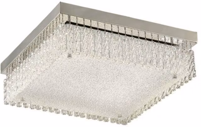 Aiden Large Square Flush Ceiling LED Light, 21W, 1800lm, 4200K, Polished Chrome and Crystal