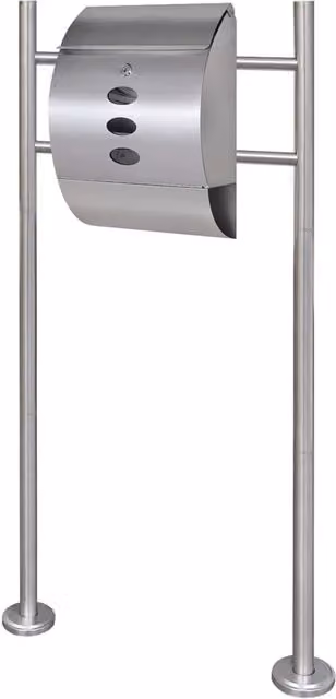 Berkfield Home Stainless Steel Mailbox on Stand in Silver – 1