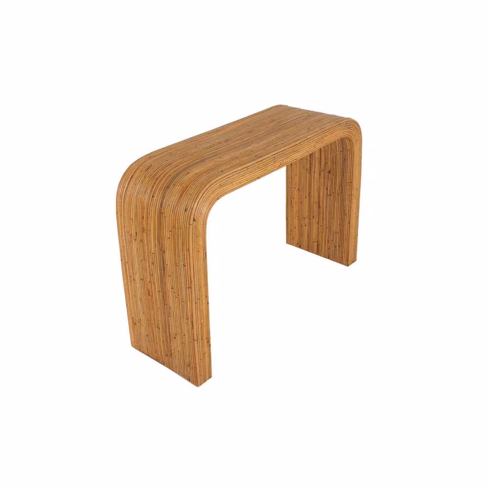 sweeek Natural Rattan Boho Console Table in Beige, Width: 110 cm – 2