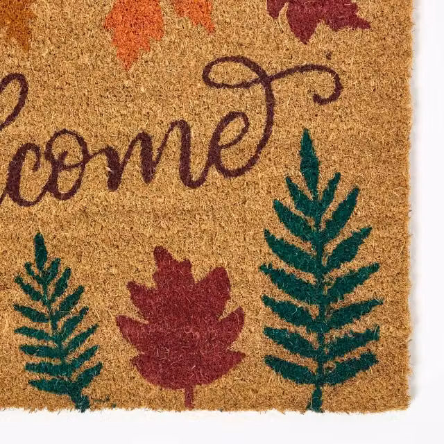 Homescapes Floral Nature Coir Doormat, Multicolour, W: 60 cm, D: 40 cm