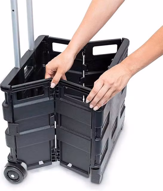 FLAVORA 45L Folding Boot Cart Shopping Trolley and Storage Box, Black, W/D/H: 100 x 15 x 15 cm – 1