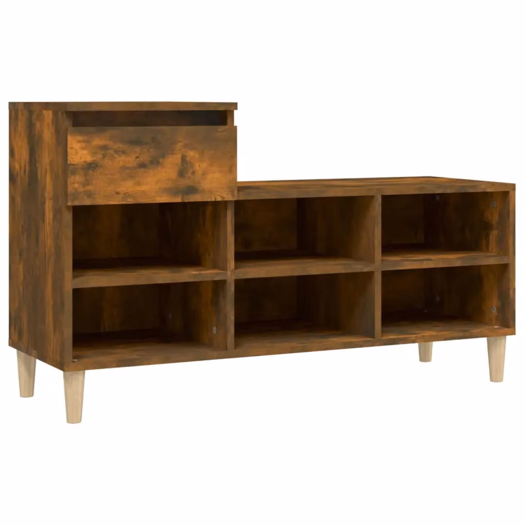 Berkfield Home Smoked Oak Shoe Cabinet in Brown, W/D/H: 102 x 36 x 60 cm – 2
