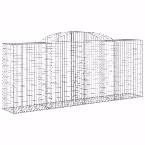 vidaXL Arched Gabion Baskets, 12 Piece Set, Galvanised Steel, Silver, W: 300 cm, D: 50 cm, H: 120/140 cm – 1