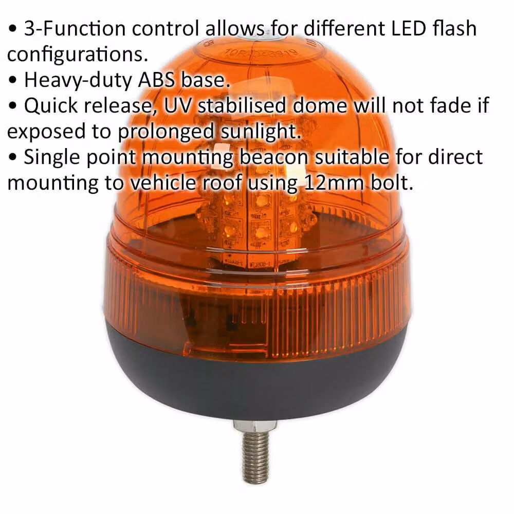 Loops Amber LED Rotating Beacon Light with 12mm Threaded Fixing Bolt for 12V / 24V Systems – 2