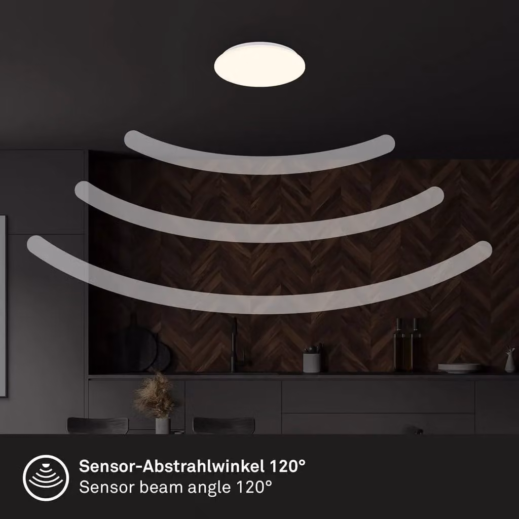 Briloner White LED Ceiling Light with Motion Sensor, Warm White, D: 27 cm, H: 6 cm – 3