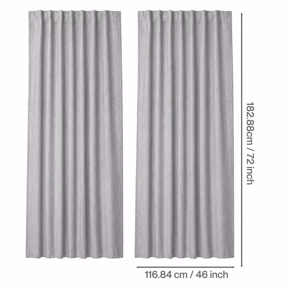 VOGREX Grey Linen Look Thermal Blackout Curtains, Pair – 2