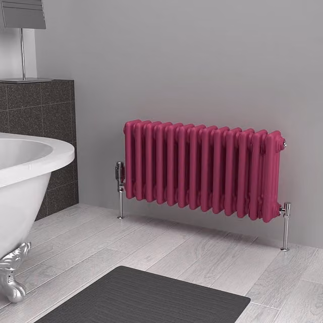 Lux Heat Horizontal 3 Column Steel Radiator in Barbie Pink, W: 60.5 cm, H: 30 cm