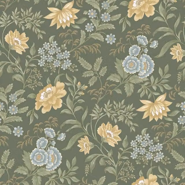 Rasch Echoes Of Eden Garden Muse Botanical Floral Wallpaper in Green