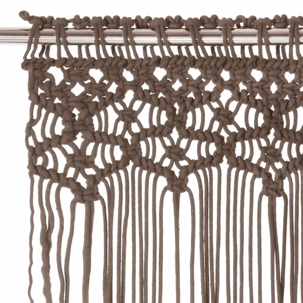 Berkfield Home Taupe Macrame Cotton Curtain W/H: 140 x 240 cm – 2