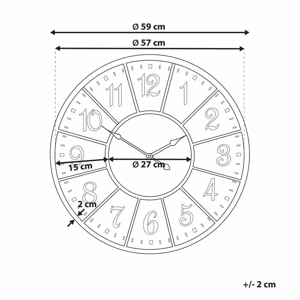 Wyld and Coco Heritage Home Round Wall Clock in Multicolour Metal, Diameter: 59 cm – 4