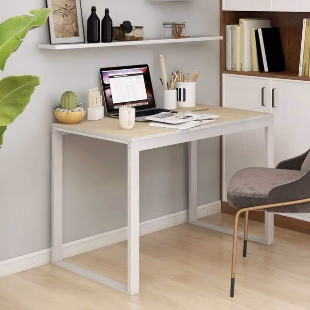 Berkfield Home Computer Desk in White and Brown Oak, W/D/H: 110 x 60 x 73 cm – 1