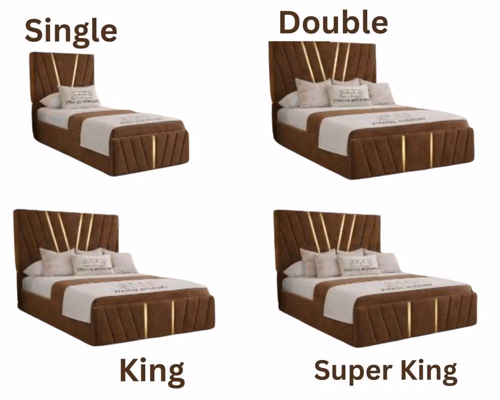 Stratus Interiors Victor Gold Velvet Gas Lift Storage Bed Frame, Single 3ft, Brown, W: 90 cm, D: 190 cm – 2