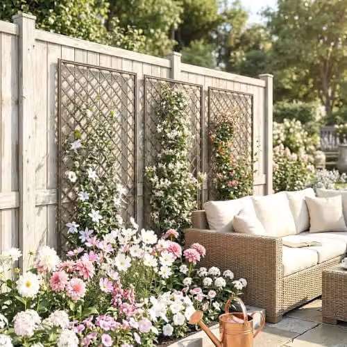 Outsunny Decorative Wood Garden Trellis for Climbing Plants, Brown, H: 112.0 cm x W: 43.0 cm x D: 2.0 cm – 8