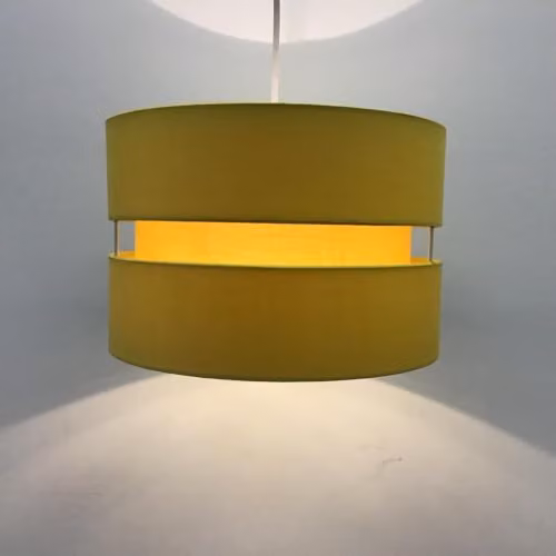 First Choice Lighting Pair of Yellow Layered Fabric Easy Fit Round Light Shades – 2