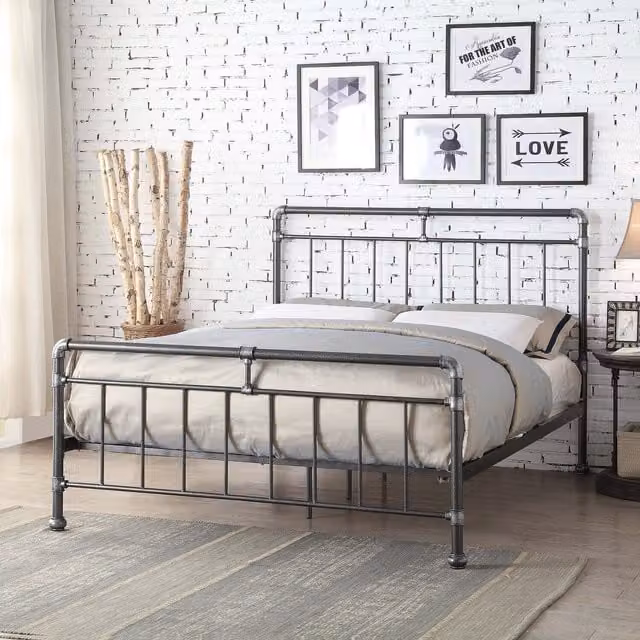Flintshire Furniture Cilcain Double Bed in Black and Silver Metal