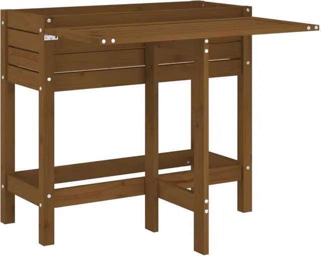 Berkfield Home Rustic Brown Solid Wood Pine Garden Planter with Folding Tabletop W/D/H: 84 x 75 x 73 cm
