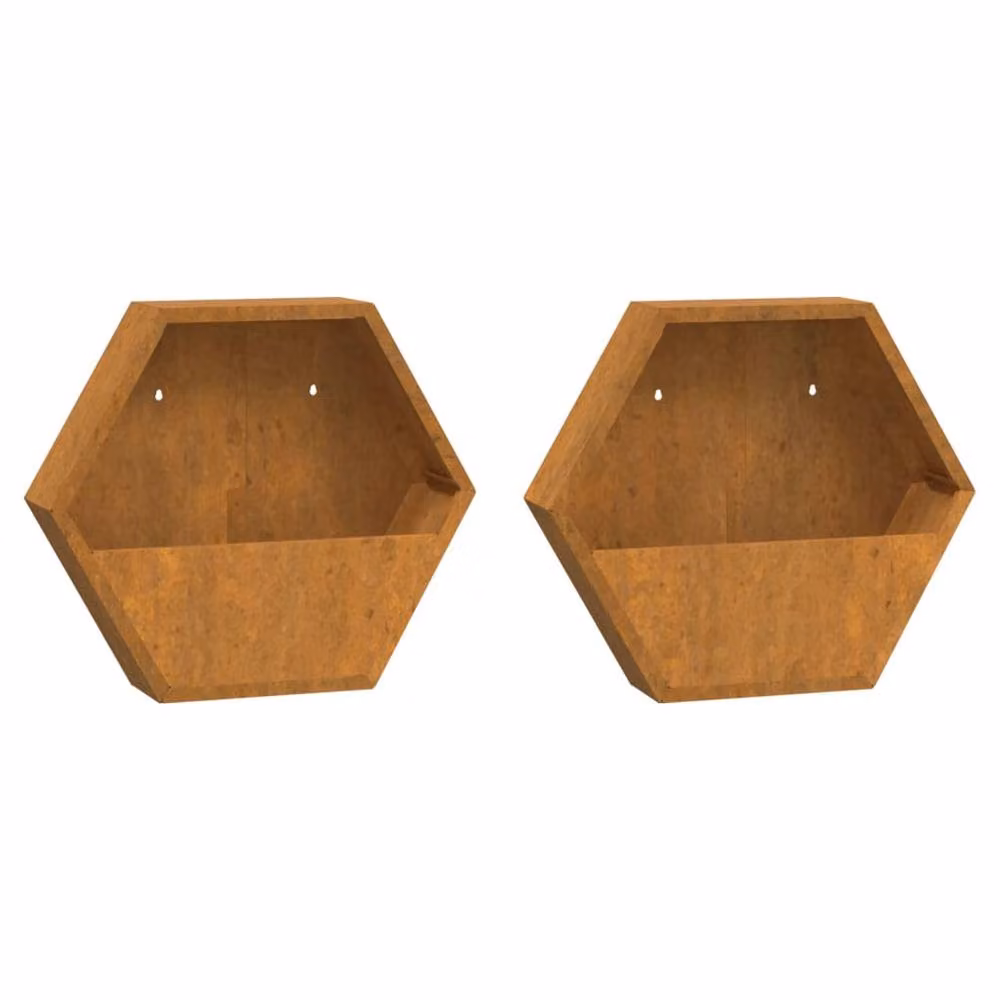 Berkfield Home Rusty Corten Steel Wall Planter Tub, 2 Pack, Brown, W: 46 cm, D: 10 cm, H: 40 cm – 3