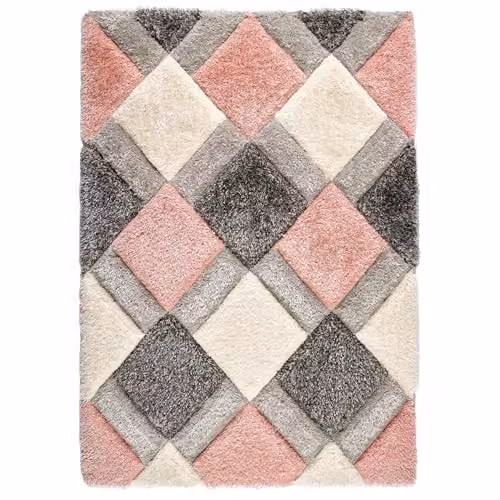 Phoenox Textiles Limited Origins 3D GEO Shaggy Geometric Rug in Pink and Multicolour, W: 120 cm, D: 170 cm – 1