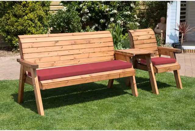 Charles Taylor 4 Seat Straight Companion Set with Seat Cushions in Burgundy