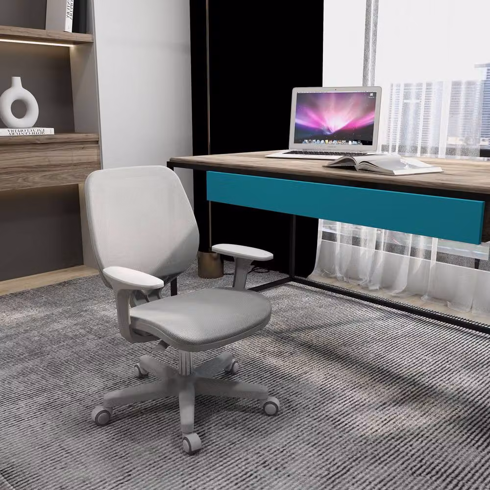 ERGOVEXA Grey Mesh Back Task Chair with Armrests and Castors – 3