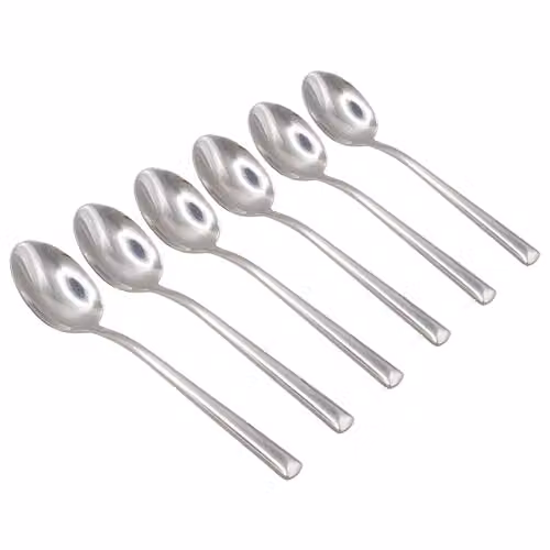 Argon Tableware Tondo Stainless Steel Teaspoons, Silver, Pack of 6