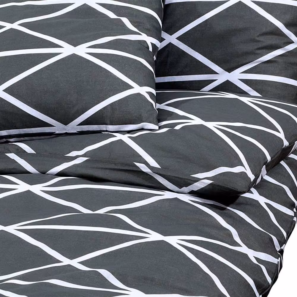 Berkfield Home Elegant Grey Cotton Duvet Cover and Pillowcase Set, W/D/H: 200 x 200 cm and 60 x 70 cm – 4