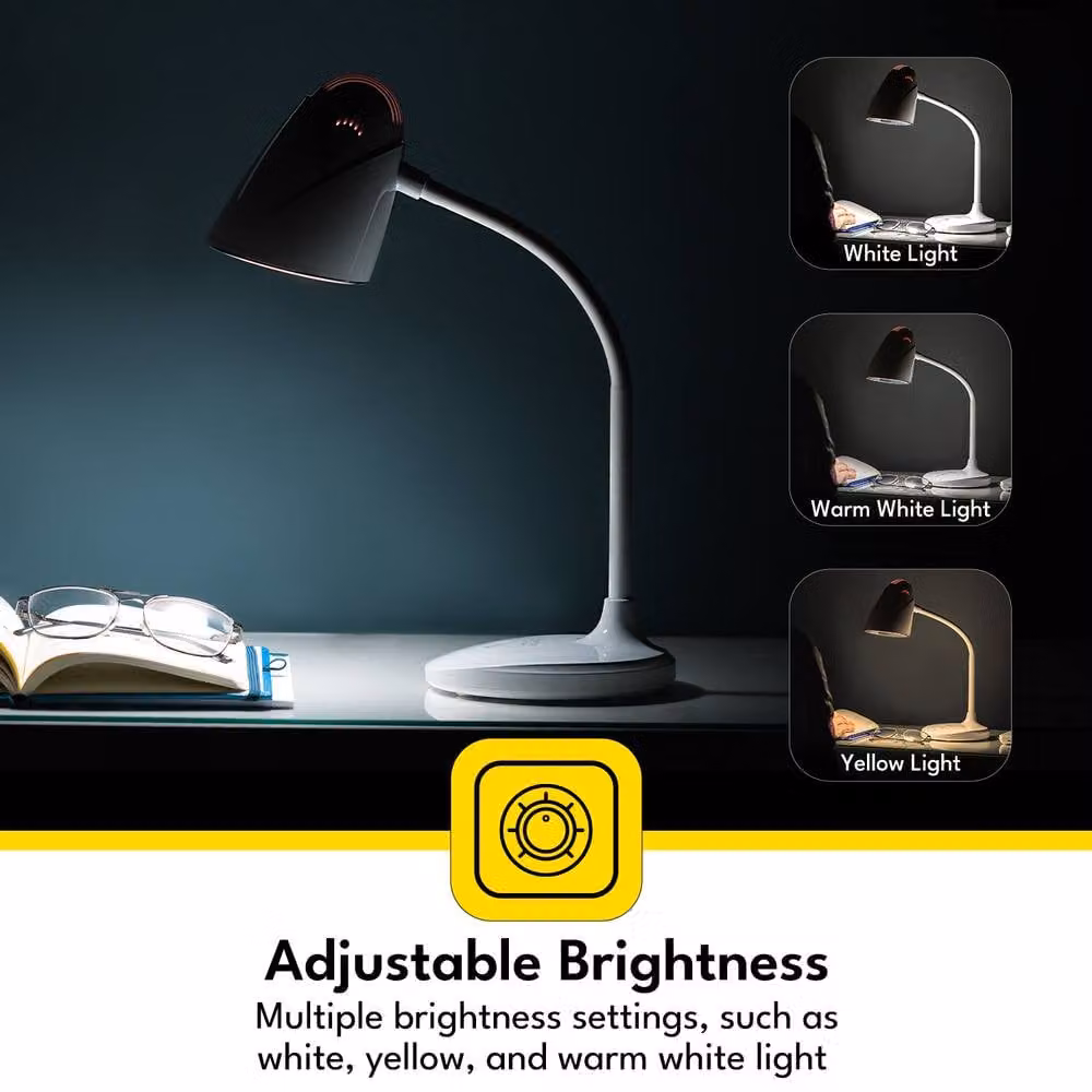 Krypton Rechargeable LED Table Lamp in White with Touch Control, Dimmable Settings and 3 Colour Temperatures – 4