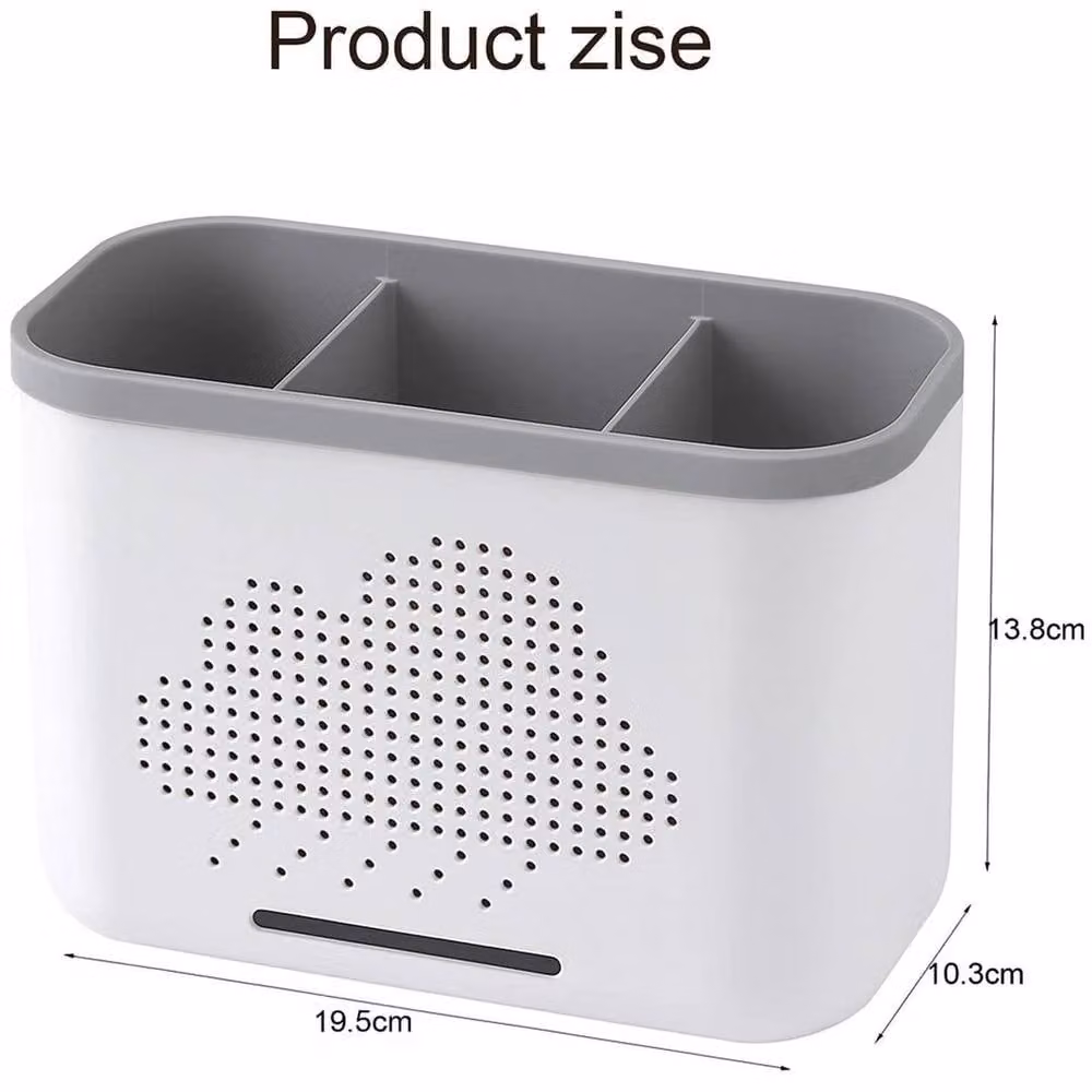 NESTLUNE Kitchen Utensil Cutlery Holder Storage Caddy with Compartments, White – 2