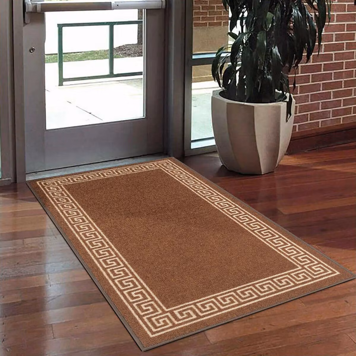 Smart Living Greekey Heavy Duty Non Slip Machine Washable Hallway and Kitchen Door Mat, Beige, W: 40 cm, D: 60 cm – 2