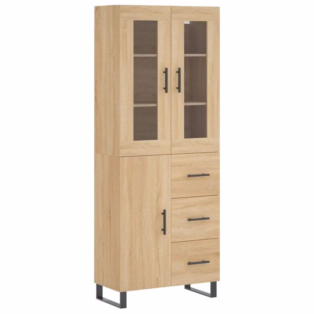 Berkfield Home Sonoma Oak Highboard in Brown, W/D/H: 69.5 x 34 x 180 cm – 2