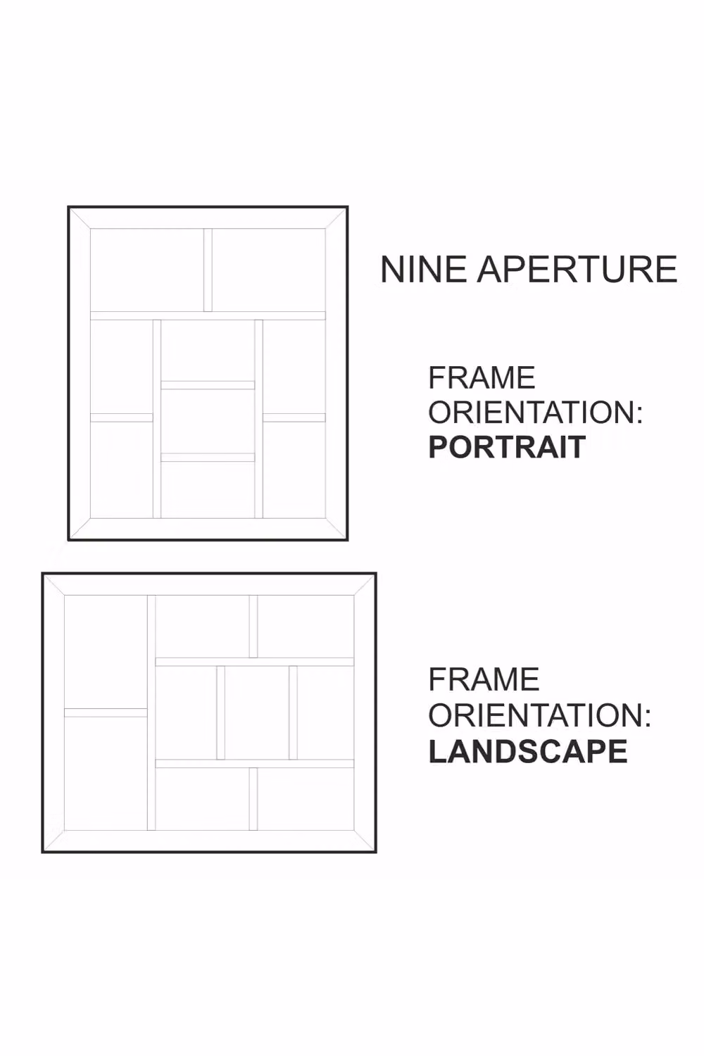 MijMoj Design Solid Oak Nine Aperture Gallery Photo Collage Frame in Brown, W/D/H: 49.0 x 41.0 x 1.8 cm – 2