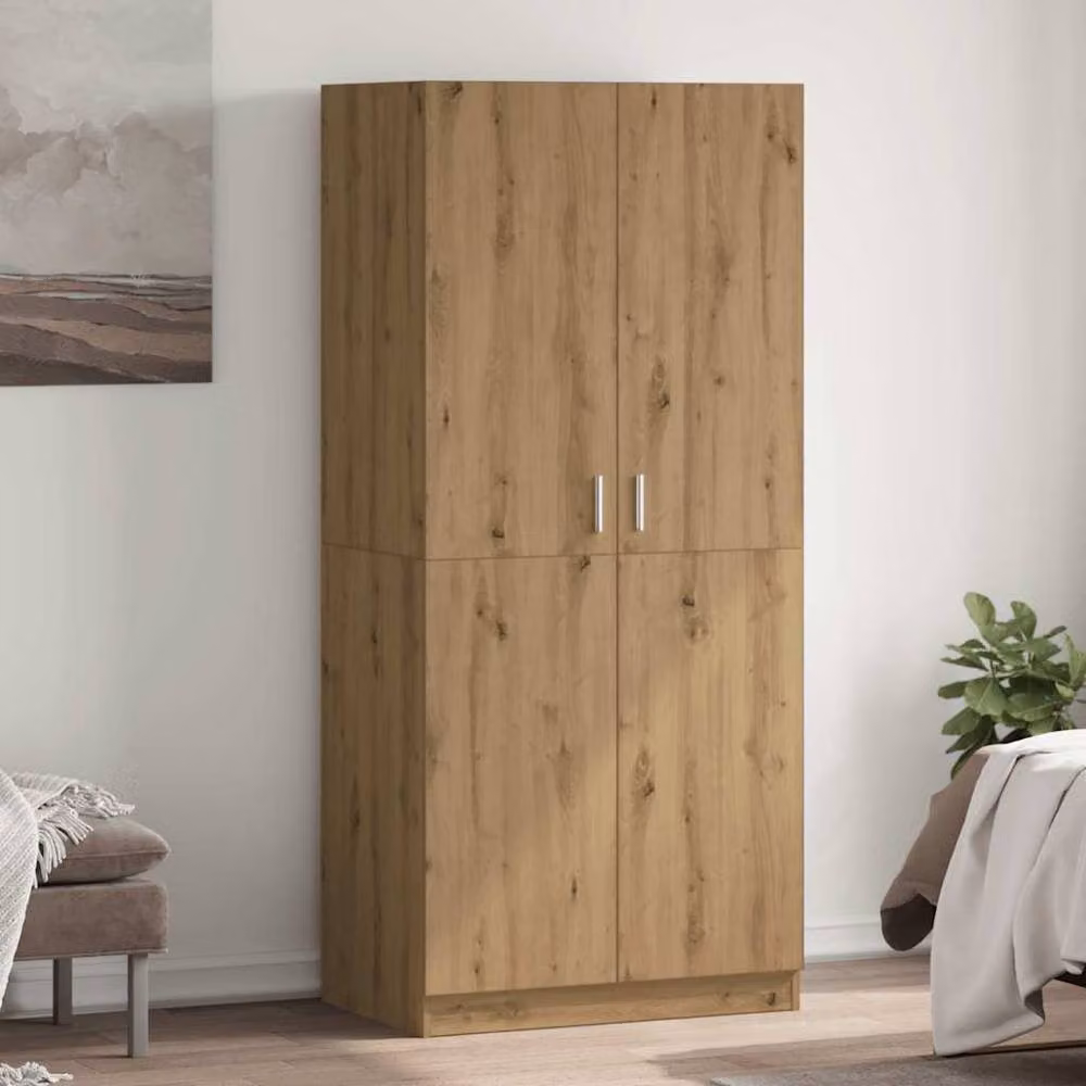 Berkfield Home Artisan Oak Wardrobe in Brown, W/D/H: 90 x 52 x 200 cm – 2